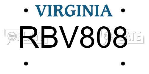 RBV808 Virginia License Plate