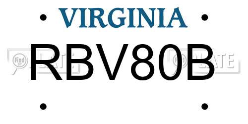 RBV80B Virginia License Plate