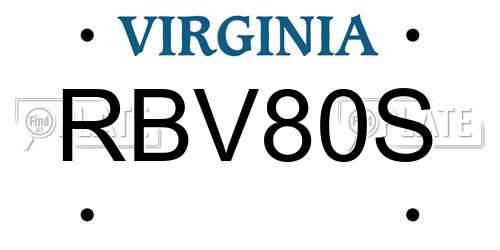 RBV80S Virginia License Plate