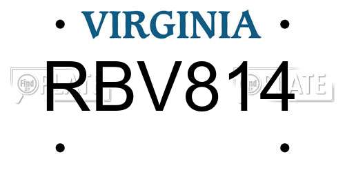 RBV814 Virginia License Plate