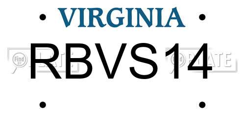RBVS14 Virginia License Plate