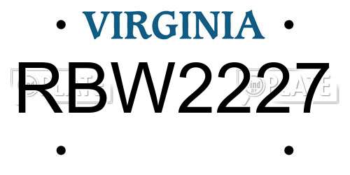 RBW2227 Virginia License Plate