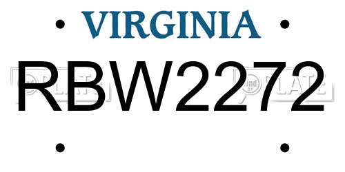 RBW2272 Virginia License Plate