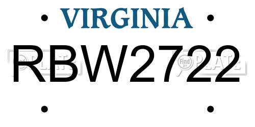 RBW2722 Virginia License Plate