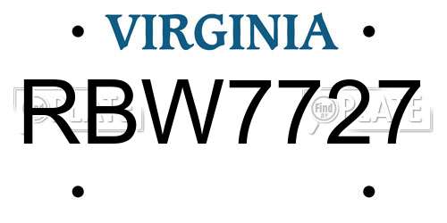 RBW7727 Virginia License Plate