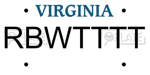 RBWTTTT Virginia License Plate