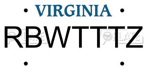 RBWTTTZ Virginia License Plate