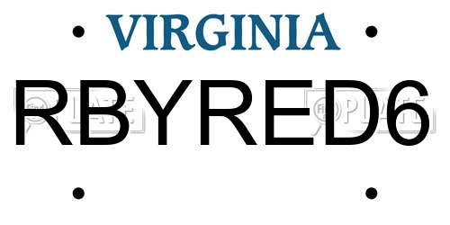 RBYRED6 Virginia License Plate