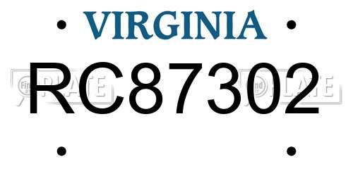 RC87302 Virginia License Plate