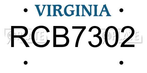 RCB7302 Virginia License Plate