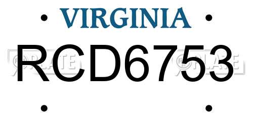 RCD6753 Virginia License Plate