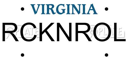 RCKNROL Virginia License Plate