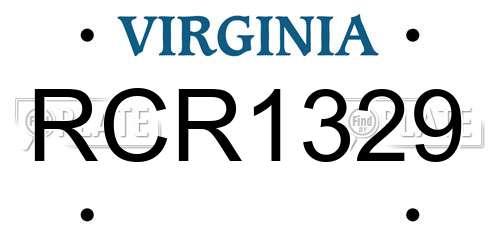 RCR1329 Virginia License Plate