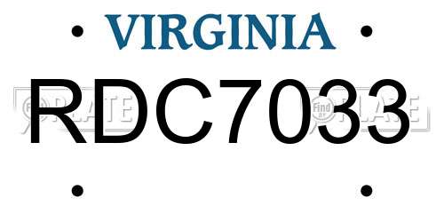 RDC7033 Virginia License Plate