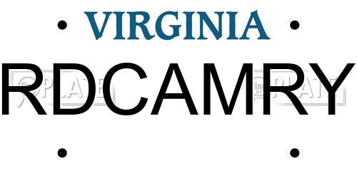 RDCAMRY Virginia License Plate