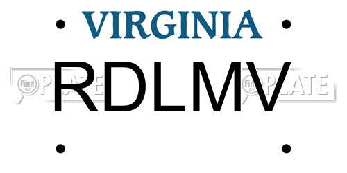 RDLMV Virginia License Plate
