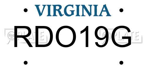 RDO19G Virginia License Plate