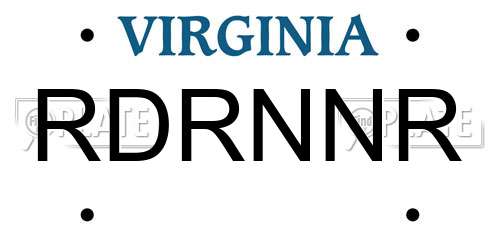 RDRNNR Virginia License Plate