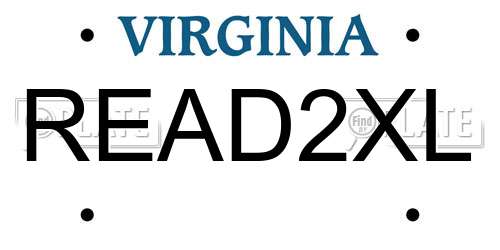 READ2XL Virginia License Plate
