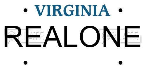 REALONE Virginia License Plate
