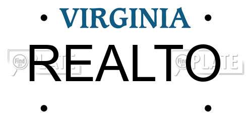 REALTO Virginia License Plate