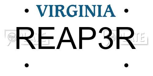 REAP3R Virginia License Plate