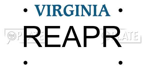 REAPR Virginia License Plate