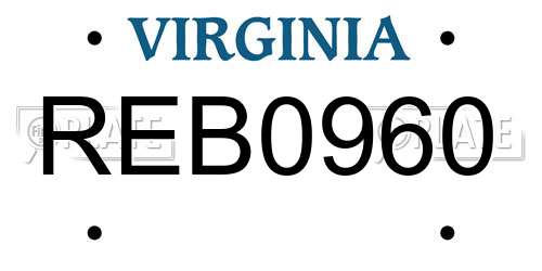 REB0960 Virginia License Plate