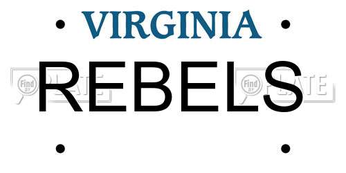 REBELS Virginia License Plate