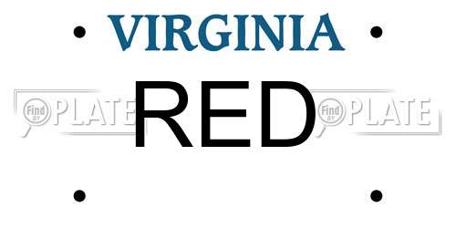 RED Virginia License Plate