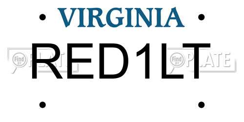 RED1LT Virginia License Plate