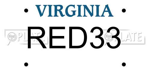 RED33 Virginia License Plate