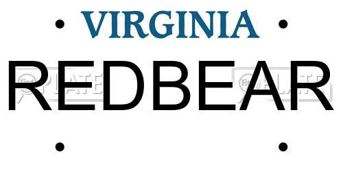 REDBEAR Virginia License Plate