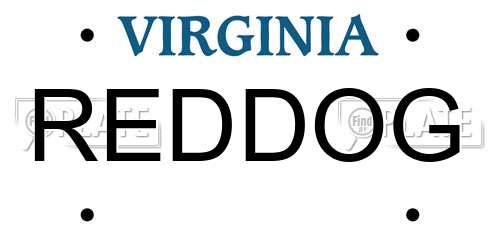 REDDOG Virginia License Plate