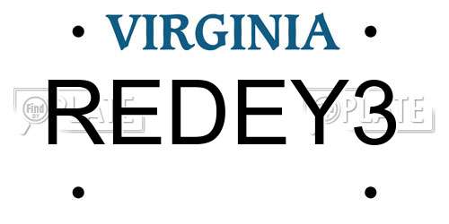 REDEY3 Virginia License Plate