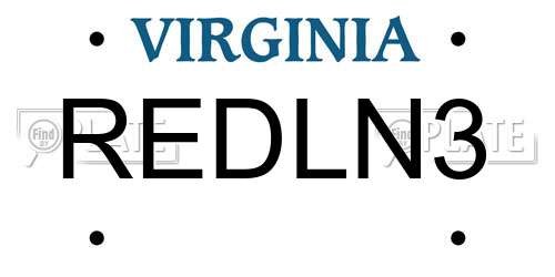 REDLN3 Virginia License Plate