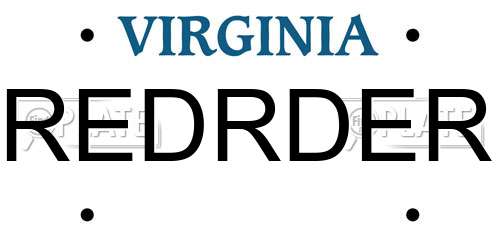 REDRDER Virginia License Plate