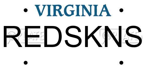 REDSKNS Virginia License Plate