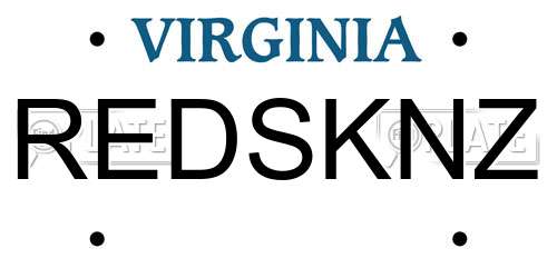 REDSKNZ Virginia License Plate
