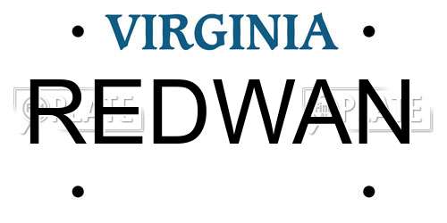REDWAN Virginia License Plate