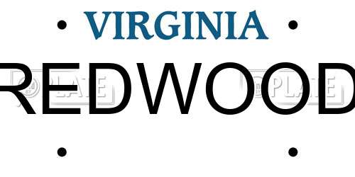 REDWOOD Virginia License Plate
