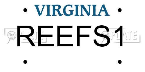 REEFS1 Virginia License Plate