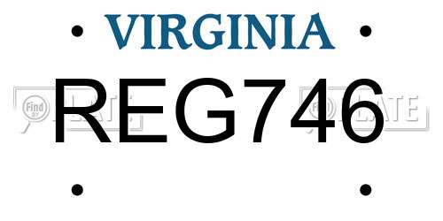 REG746 Virginia License Plate