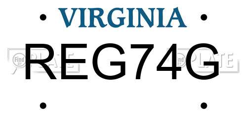 REG74G Virginia License Plate
