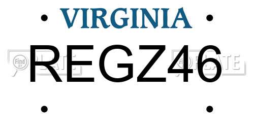 REGZ46 Virginia License Plate
