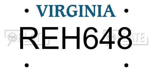 REH648 Virginia License Plate