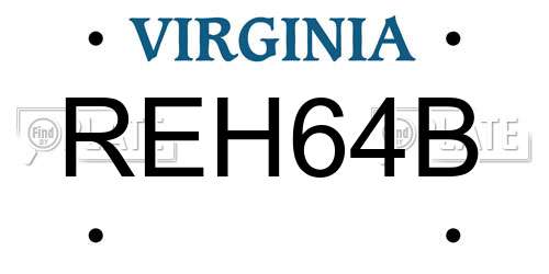 REH64B Virginia License Plate