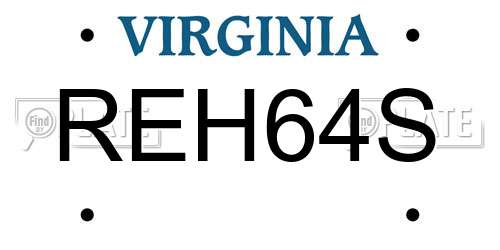 REH64S Virginia License Plate
