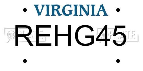 REHG45 Virginia License Plate