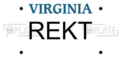 REKT Virginia License Plate